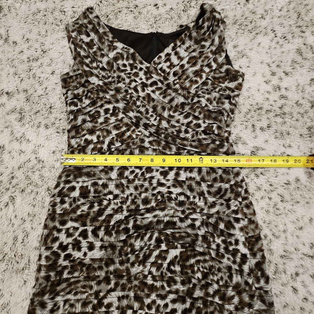 Adrianna Papell SZ 8 Bodycon Leopard Print V-Neck Sleeveless Evening Dress - Picture 7 of 11